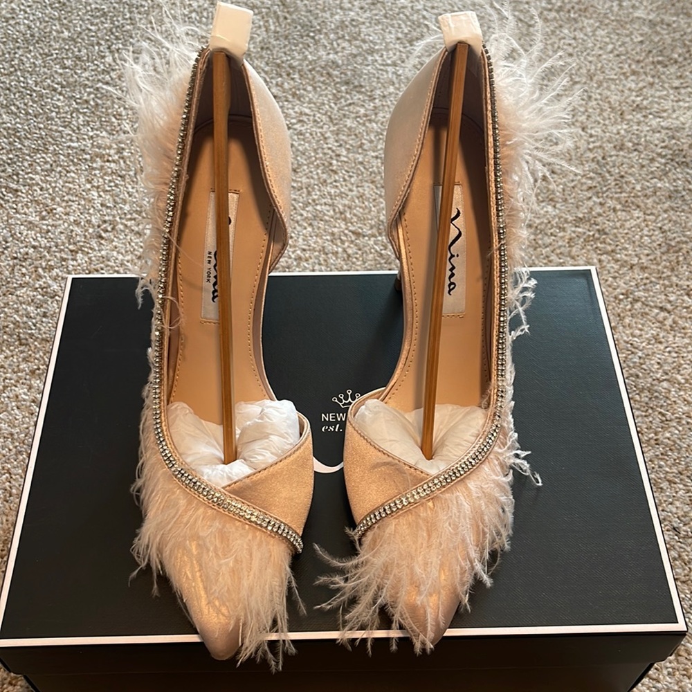 Champagne Nina Feather Heels